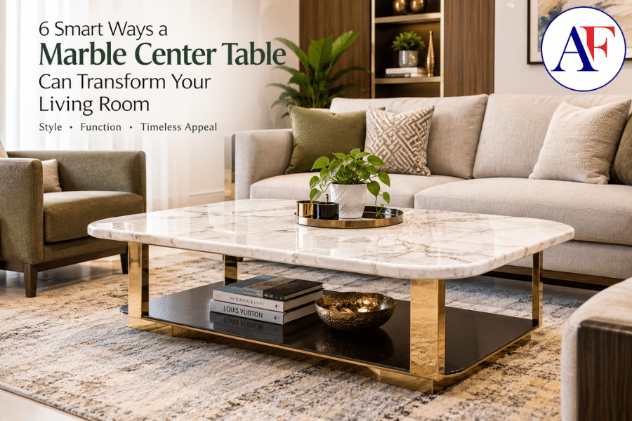 Marble Center Table | Elegant Living Room Style | Aashirwad